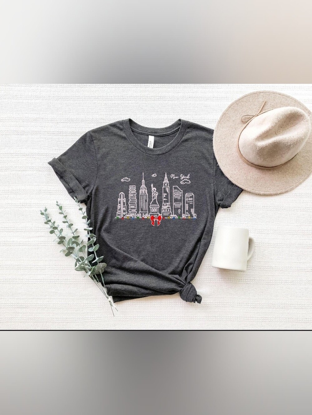 NEW! Set of 2 Dark Heather Gray Soft New York Skyline Graphic Tees - sizes 2XL/M